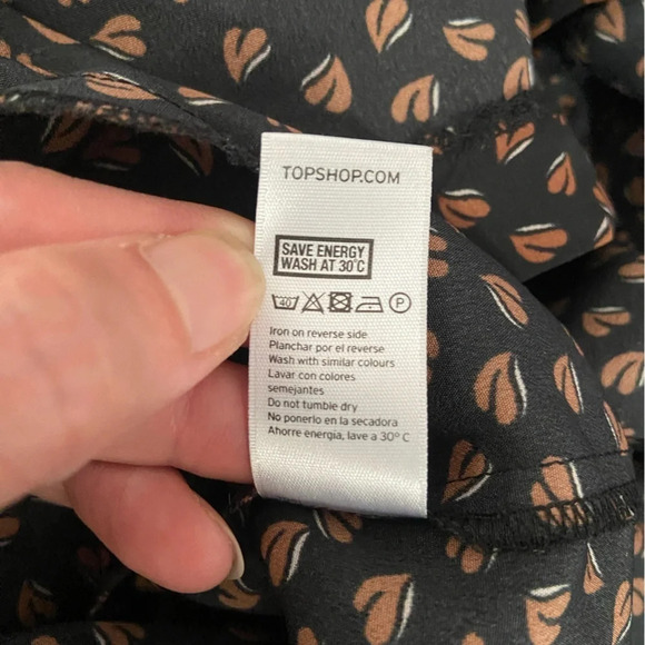 Topshop leaf mural long sleeve neck tie romper  Sz 4 - Picture 9 of 12